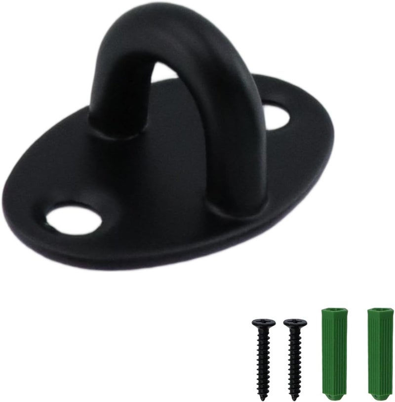 Dnyta 6Pcs Stainless Steel Ceiling Hook Pad Eye Plate Wall Mount Ring Hooks, Marine Hardware Hooks with Screws for Swing Hanging, Wall/Ceiling Mount, Outdoor or Indoor Activity (Small, Black) - Image 3
